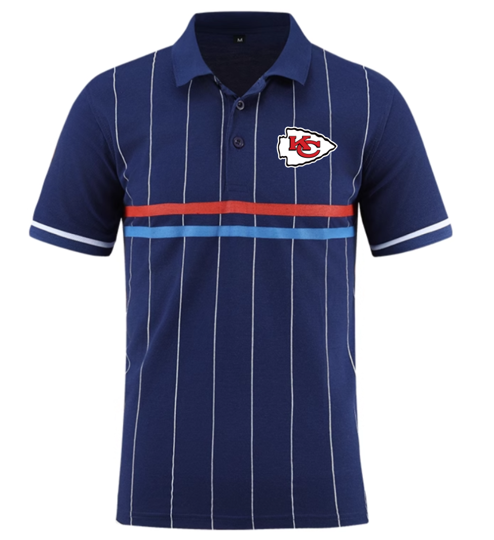 Kansas City Chiefs blue Men 2025 NFL polo T shirt->nfl t-shirts->Sports Accessory